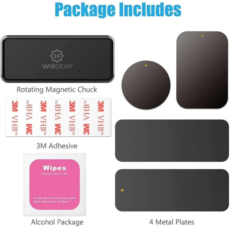 WixGear Universal Stick On Rectangle Flat Dashboard Magnetic Car Mount
