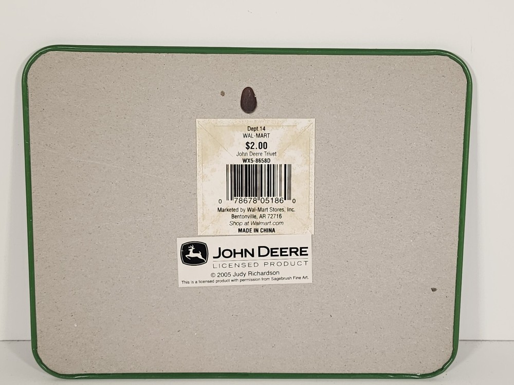 John Deere tractor picture tin trivet