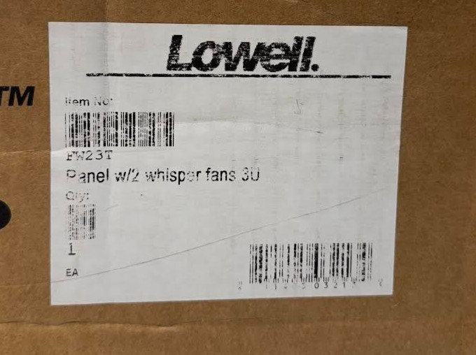 Lowell FW2-3T Panel with 2 Whisper Fans, 3U Fan Panel