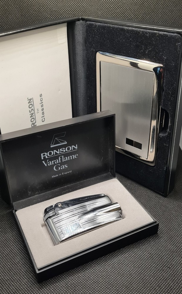 Boxed Mint Condition Ronson Varaflame & Ronson Cigarette Case  Working Order