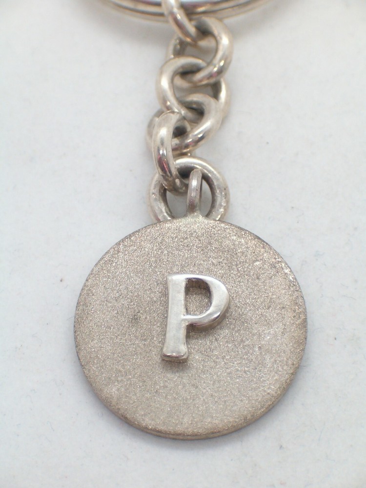 Letter Keychain - P - 925 Silver - Initial - Alphabet - Breeze -