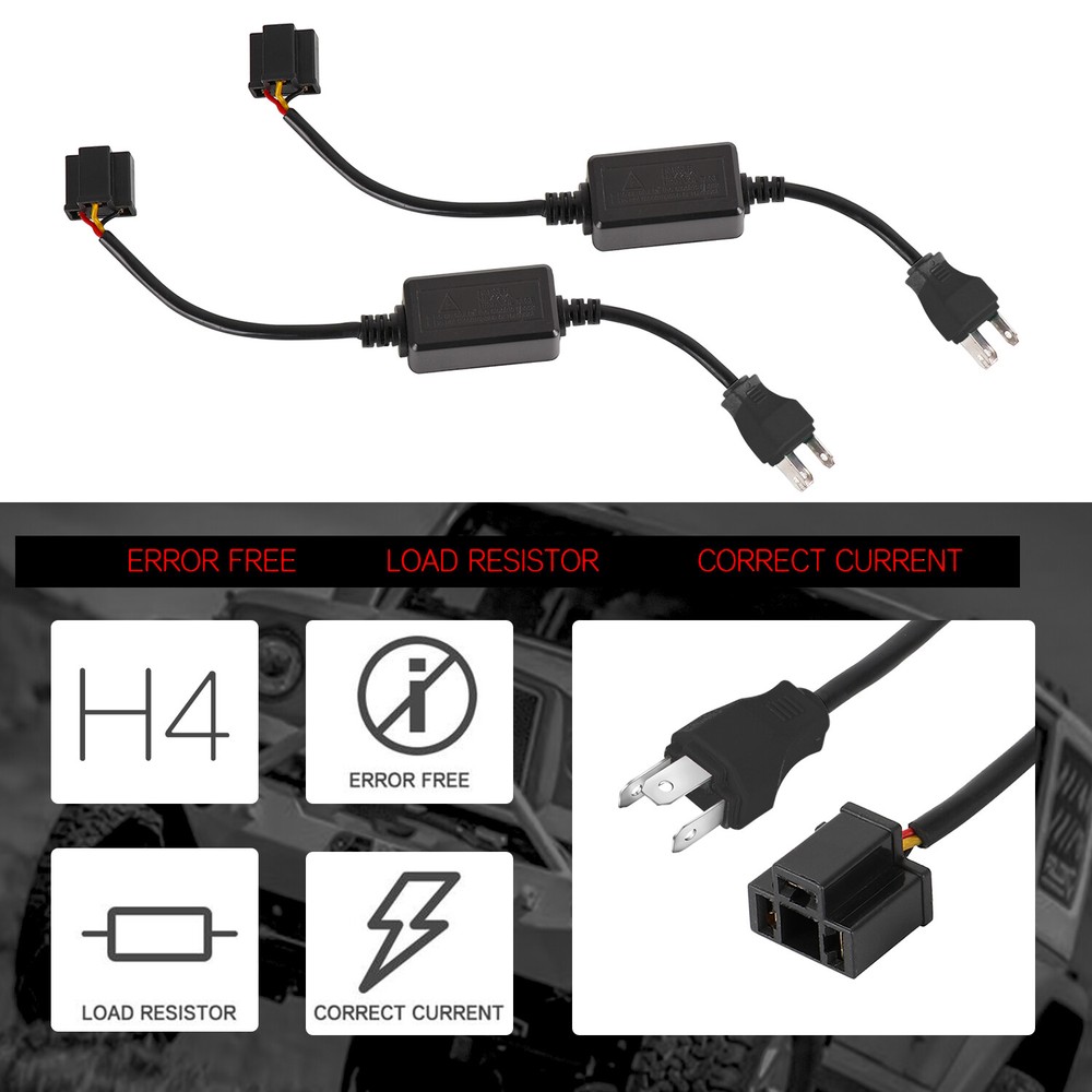 Pair H4 9003 LED Headlight Canbus Load Resistor Decoder Error Free Anti Flicker