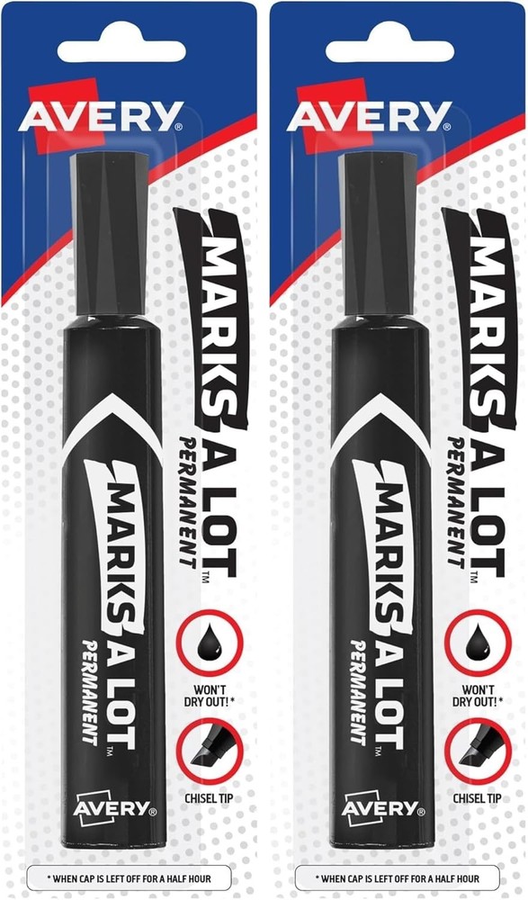 Versatile Water-Resistant Black Permanent Markers - 2 Count, ACMI Certified