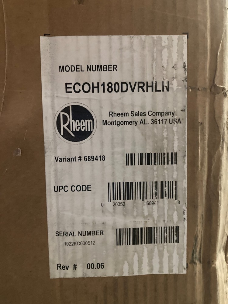 Rheem Natural Gas Tankless Water Heater ECOH180DVRHLN Perform Platinum 9.9 GPM