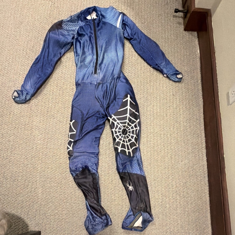 Spyder Blue Ski Speed Suit with Web Design