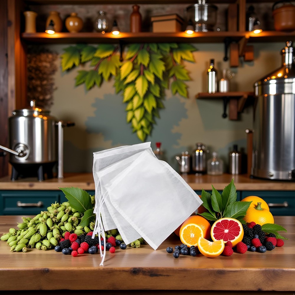 5 Pcs White for Nylon Straining Bag - Fine Mesh - Homebrew Beer Wine Cider Dr...