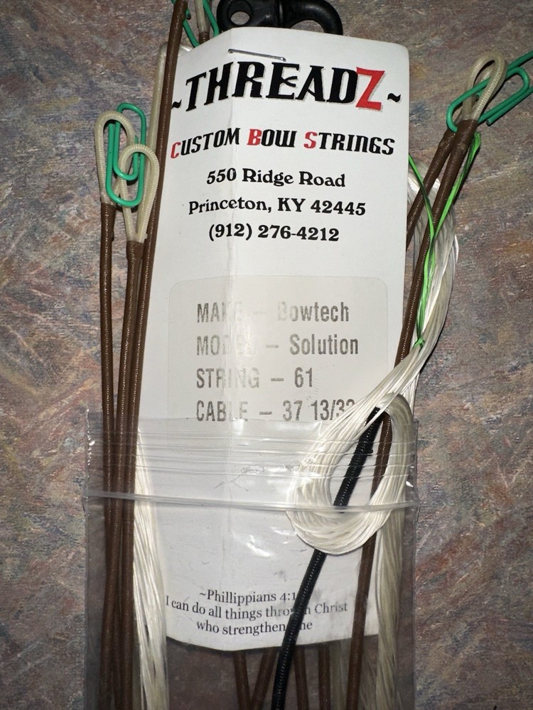 Threadz Custom Bowstring Bowtech Solution String 61” Cable 37 13/32
