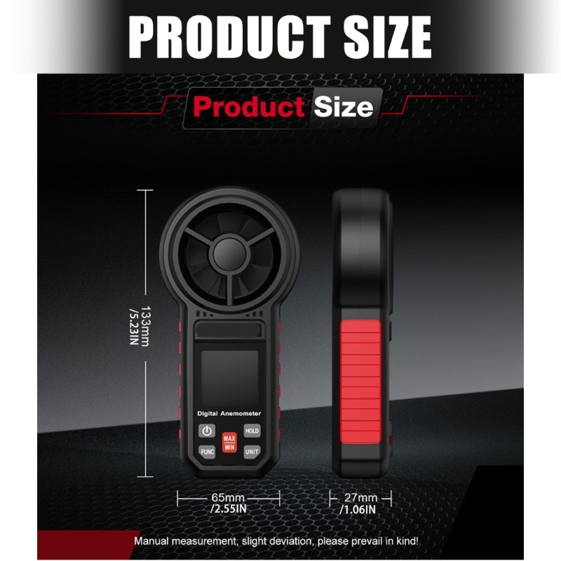 Handheld Environmental Meter ABS for Speed Temperature Humidity