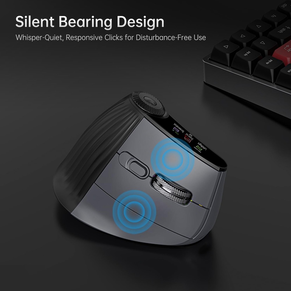 Ergonomic Vertical Wireless, Rechargeable Bluetooth Ultra-Fast Scrolling 4800...