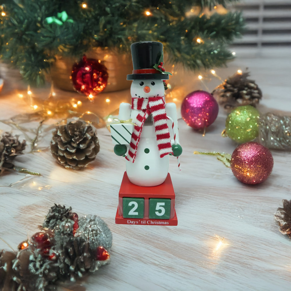 St. Nicholas Square Wood Nutcracker Countdown Decor - Snowman Design