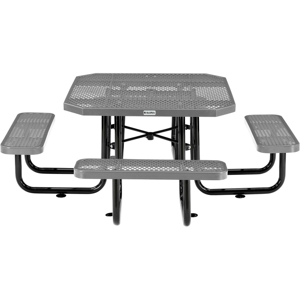 Global Industrial 46" Octagonal Picnic Table Expanded Metal Gray