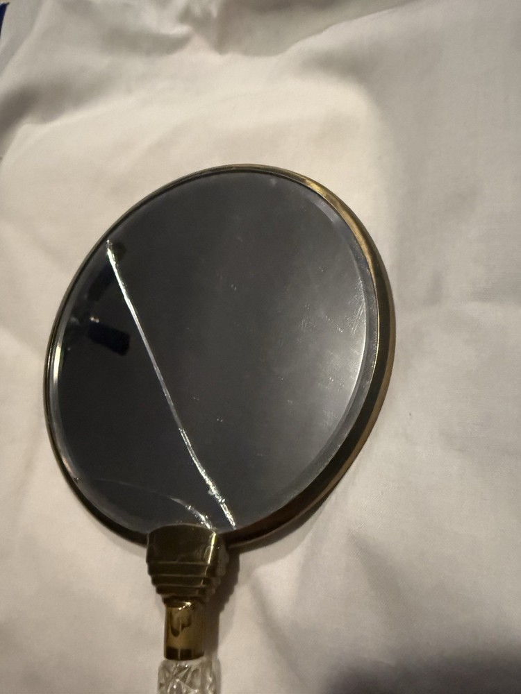 1920 Celluloid Hand Mirror With Crystal Handle