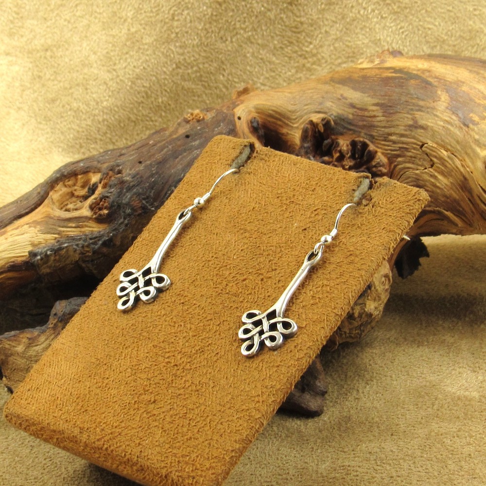 Sterling Silver Celtic Knot Dangle Wire Earrings