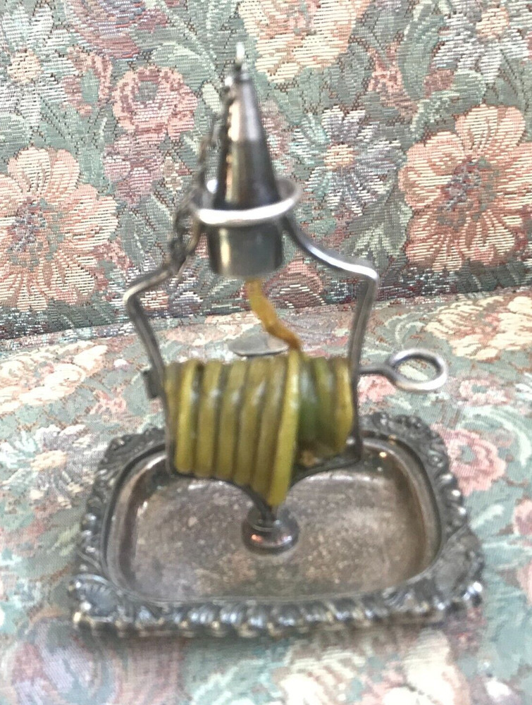 ANTIQUE SHEFFIELD SILVER PLATE CANDLESTICK HORIZONTAL WICK ROLL