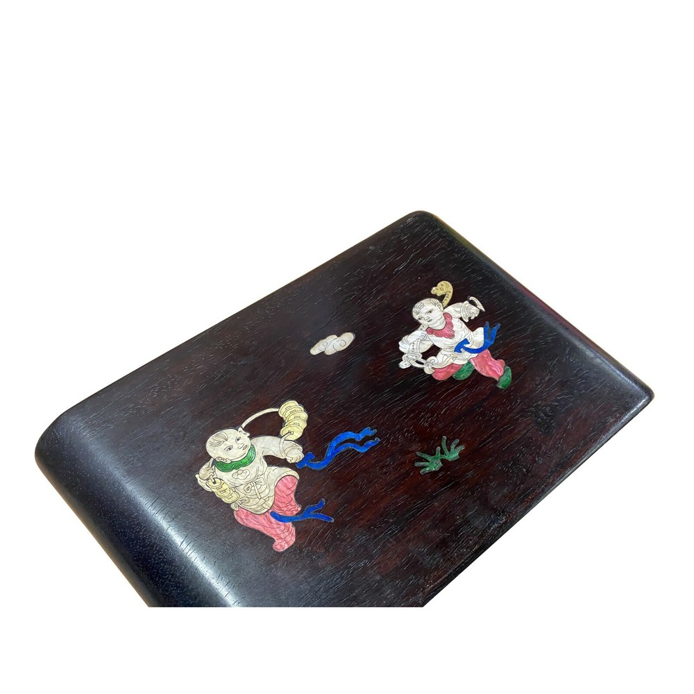 Chinese Brown Wood Scroll Rectangular Table Top Stand Display Easel ws1896