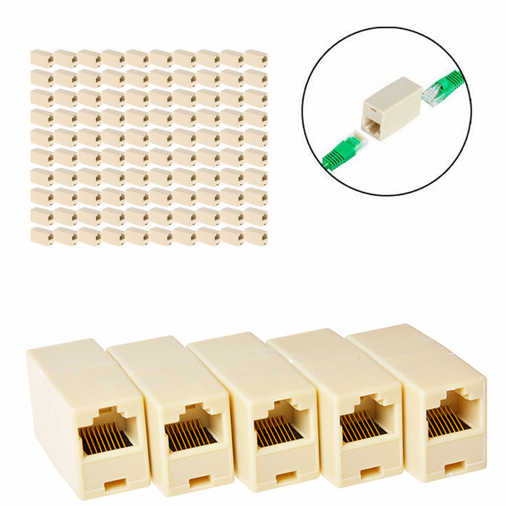10 Pack RJ45 Cat5e Ethernet Network Extension Cable Coupler Joiner Connector US
