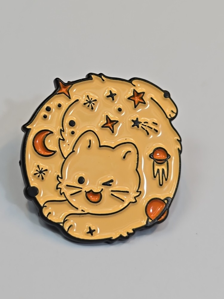 Orange Cat Space Design Lapel Pin