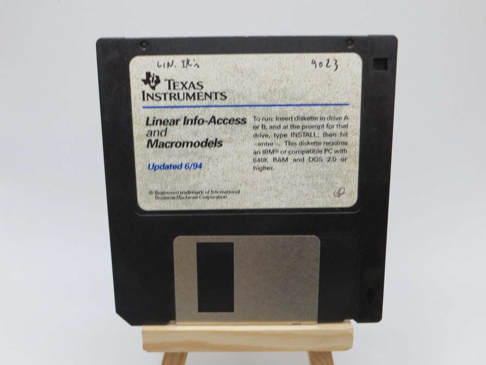 3.5" Floppy Disk Texas Instruments Linear Info-Access & Macromodels VTG software