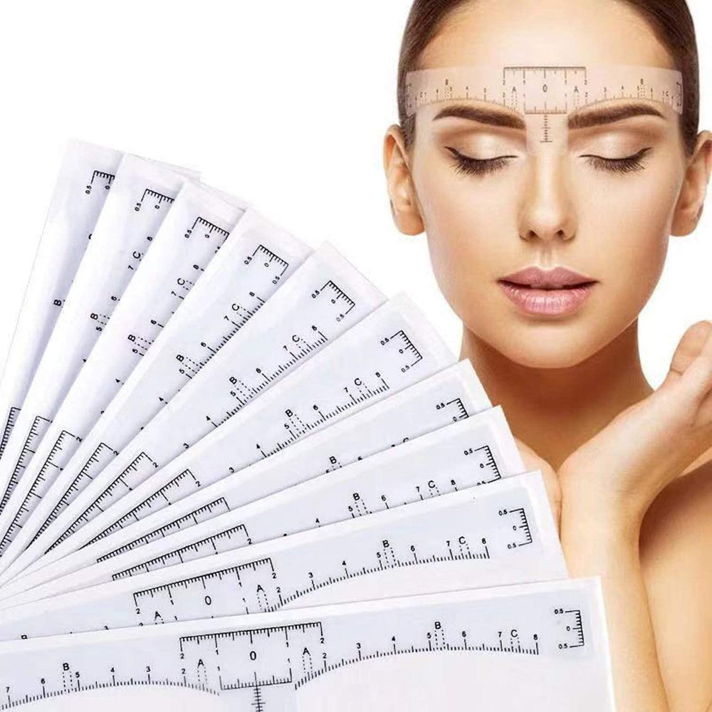 50 PCS Disposable Eyebrow Ruler Eyebrow Sticker Adhesive Eyebrow Microblading