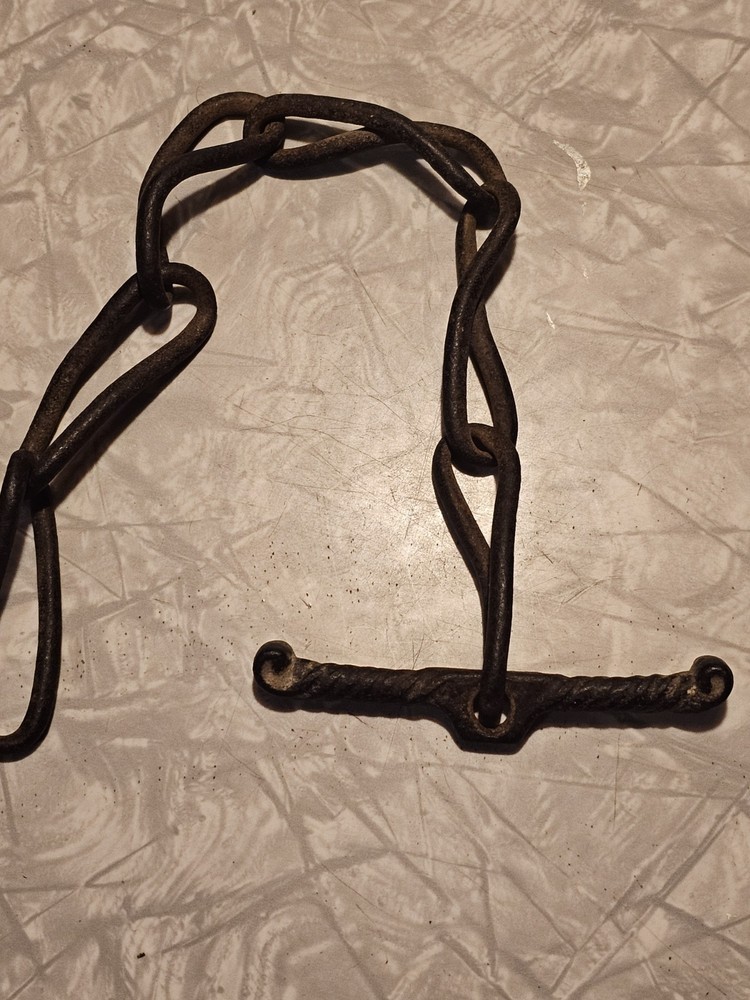 PRIMITIVE HAND FORGED IRON CHAIN With HANDLE 14"