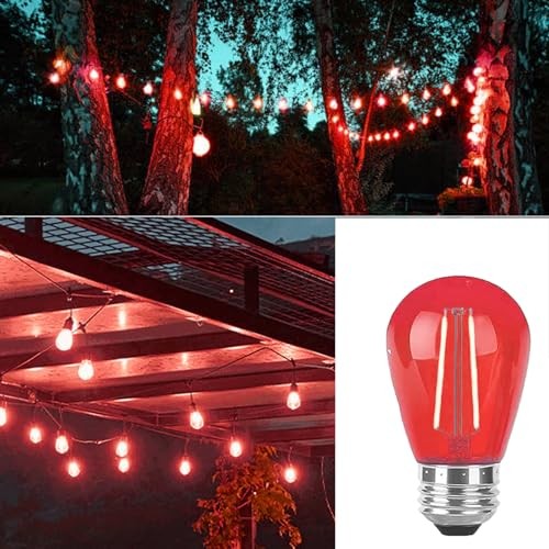 S14 Red LED Bulb Replacement LED Light Bulbs 2W Plastic Shatterproof Night