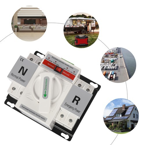 2P 63A Automatic Transfer Switch Toggle Dual Power Mini Controller Switch 110V