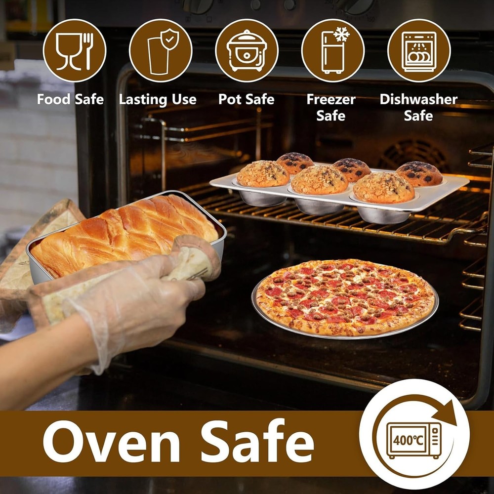 12-Piece Stainless Steel Bakeware Set - Baking Sheets & Pans Kit