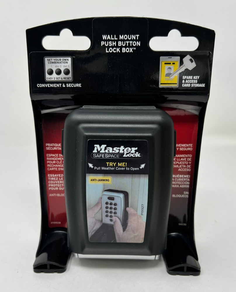 Master Lock Black Wall Mount Key Lock Box with Push Button Code Entry 5423D