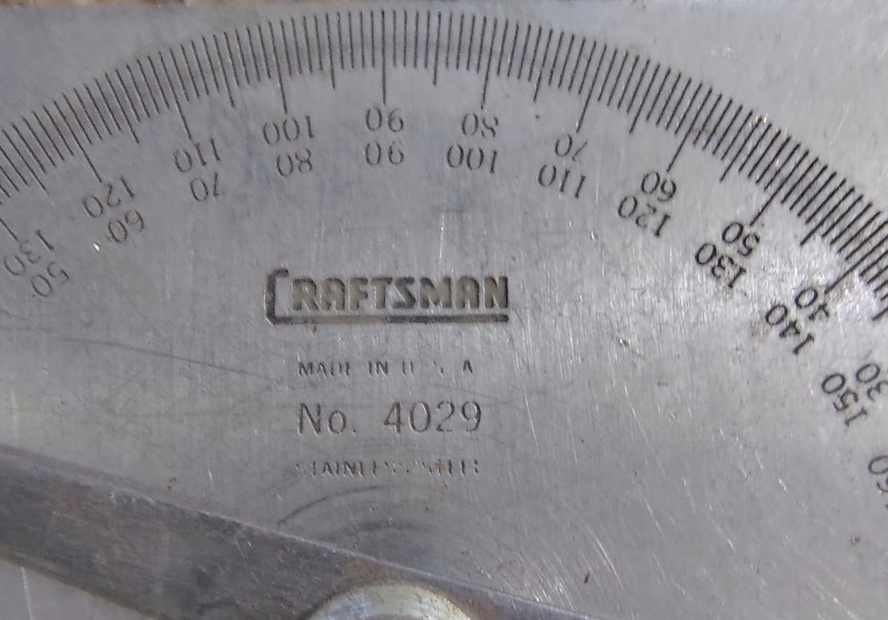 🗽 VINTAGE CRAFTSMAN NO4029 180° PROTRACTOR