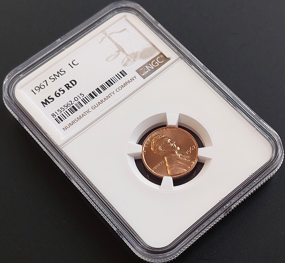 1967 SMS Lincoln Cent graded MS 65 RD by NGC!