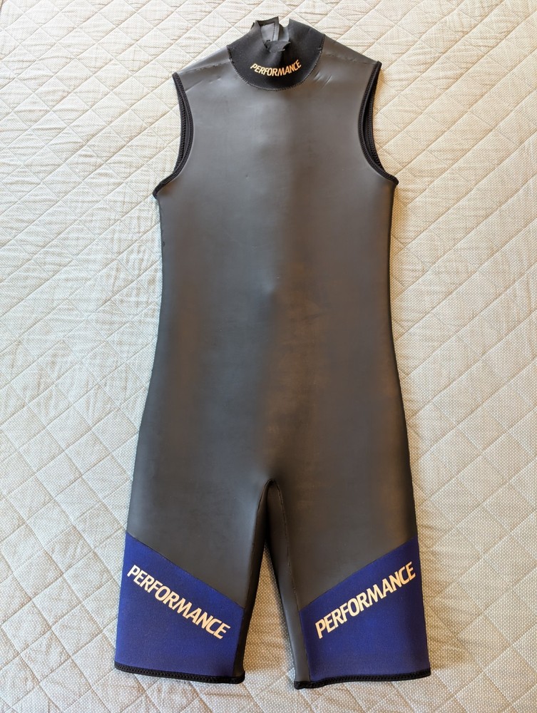 Performance Medium Wetsuit Dive Surf Black Sleeveless Shorty Front Zip