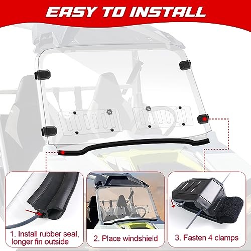 Scratch-Resistant UTV Front Full Windshield Slide-Vent Windshield Compatible