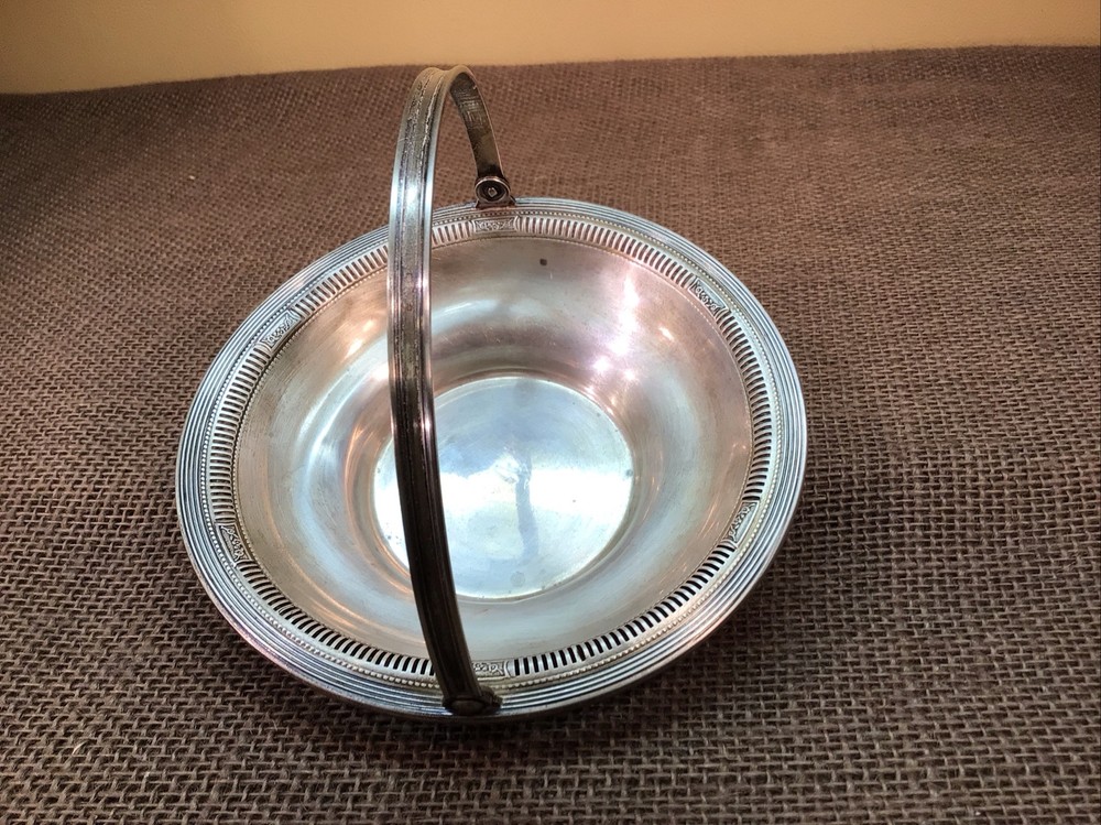 Vintage Sterling Silver Pierced Openwork Round Shape Bowl With Handle 5.5”Dia.