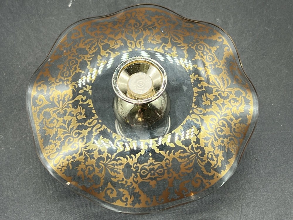 VINTAGE GOLD GILT PATTERN SILVER PLATE CANDLESTICK