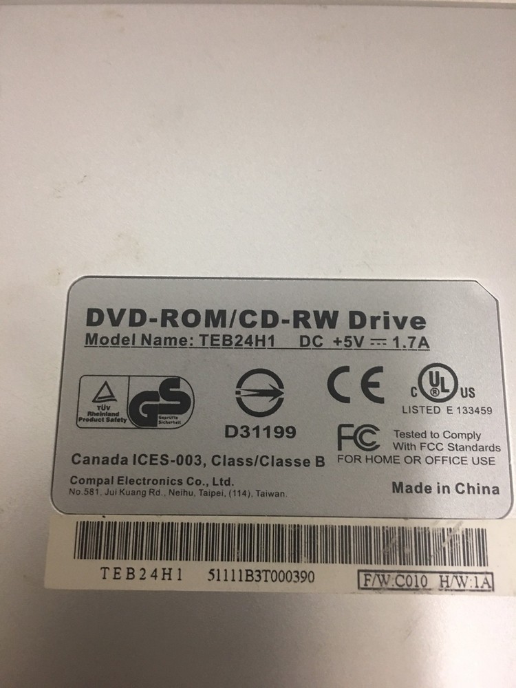 UNTESTED Motion Computing DVD-ROM/CD-RW Drive M # TEB24H1