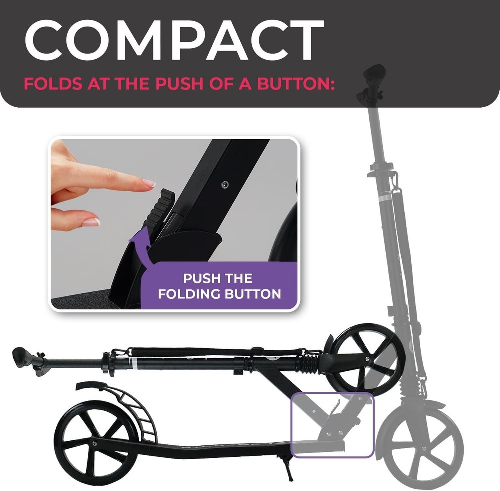 Fusion Blue Adjustable Kick Scooter - Lightweight, Foldable & Ergonomic Design