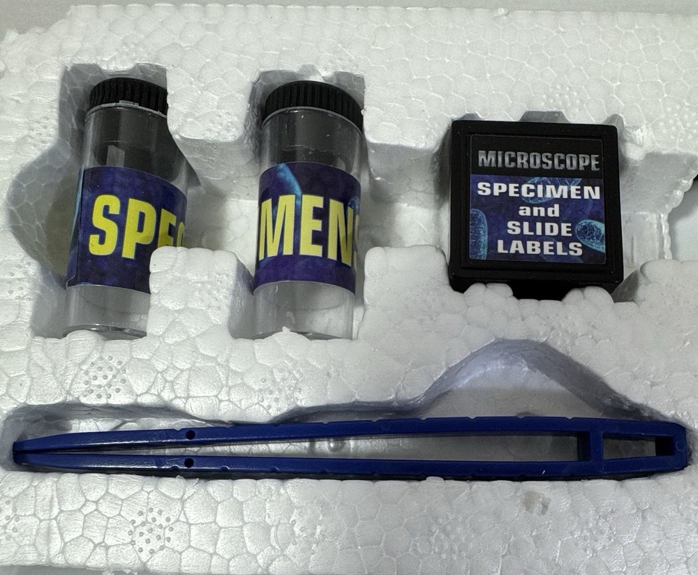 Stem White Microscope Kit W/ Light Source 100, 200, 450 Magnification Complete