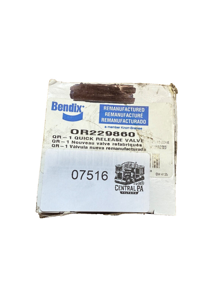 Bendix Reman. Valve P/N: OR229860