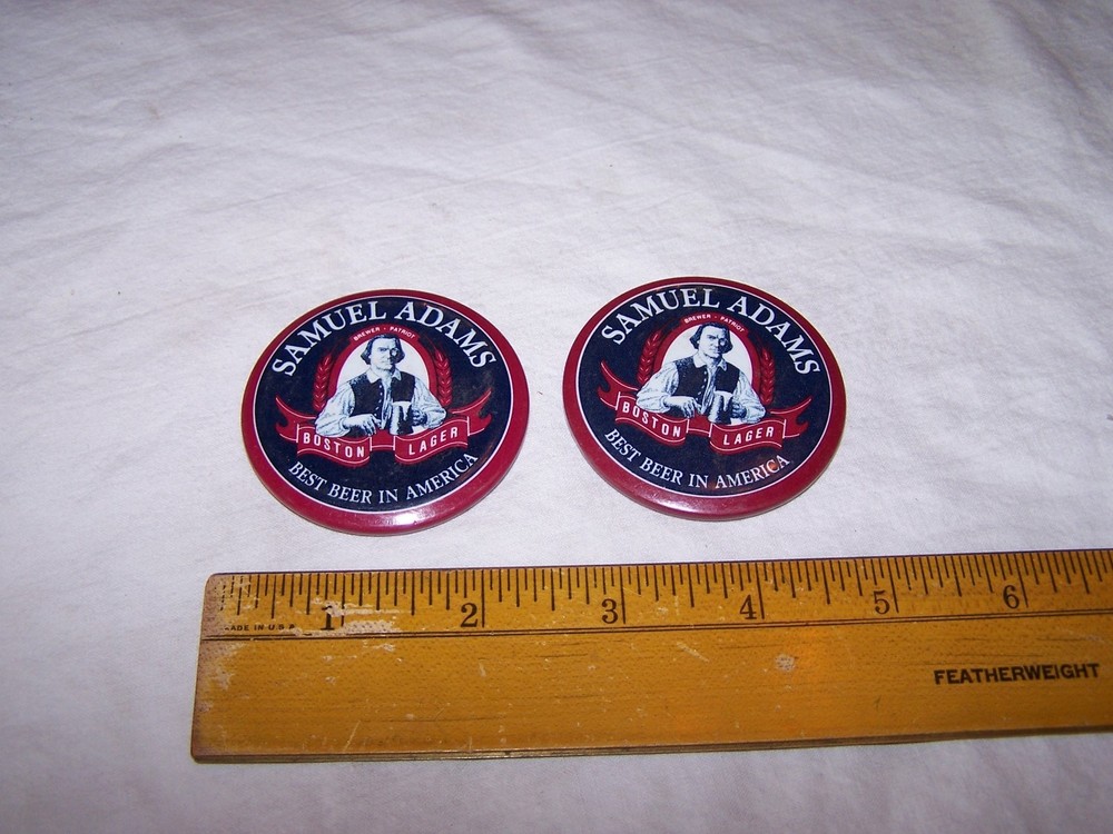2 SAMUEL ADAMS Boston Lager BEER Pinback Button Pin