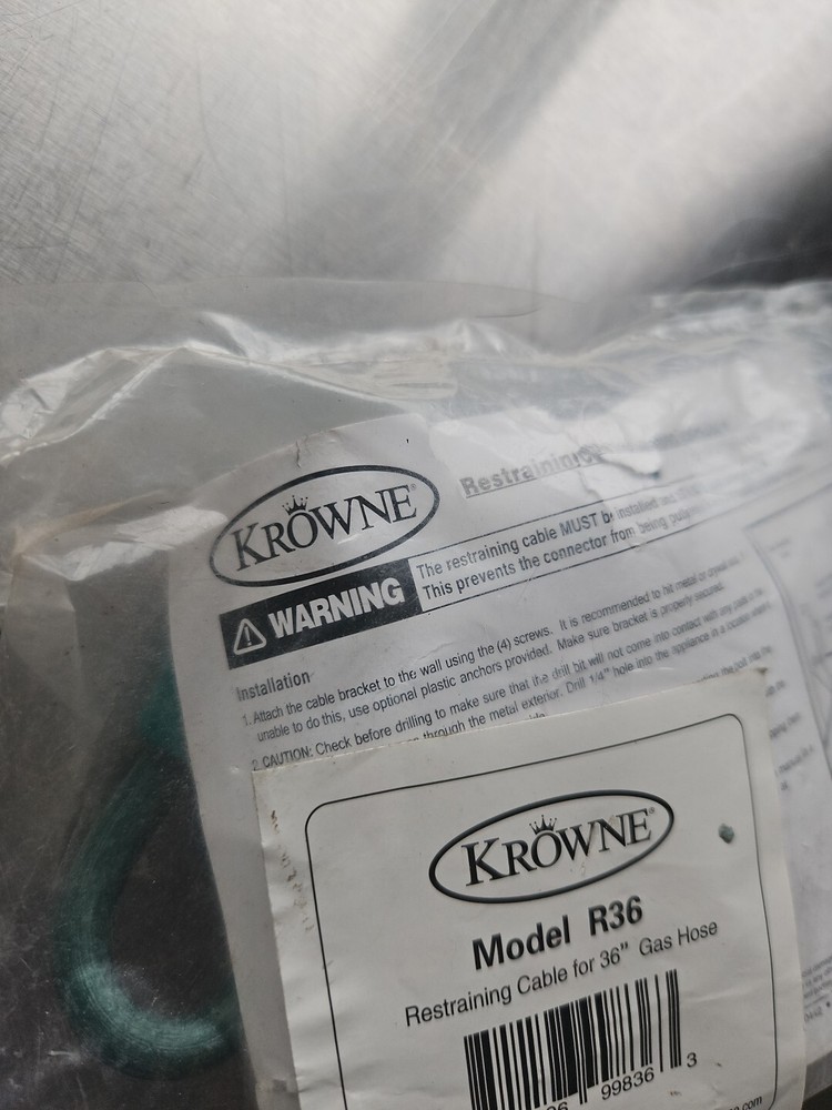 Krowne Model R36 Restraining Cable & Mounting Hardware NIP NOS