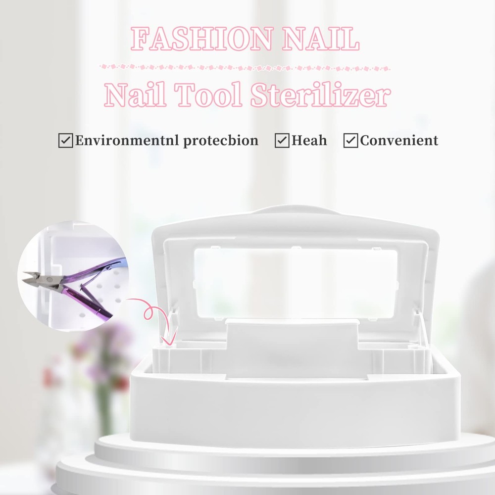 Nail Tool Sterilizer Box, Plastic Sterilizing Tray, Plastic Clean Sterilizing...