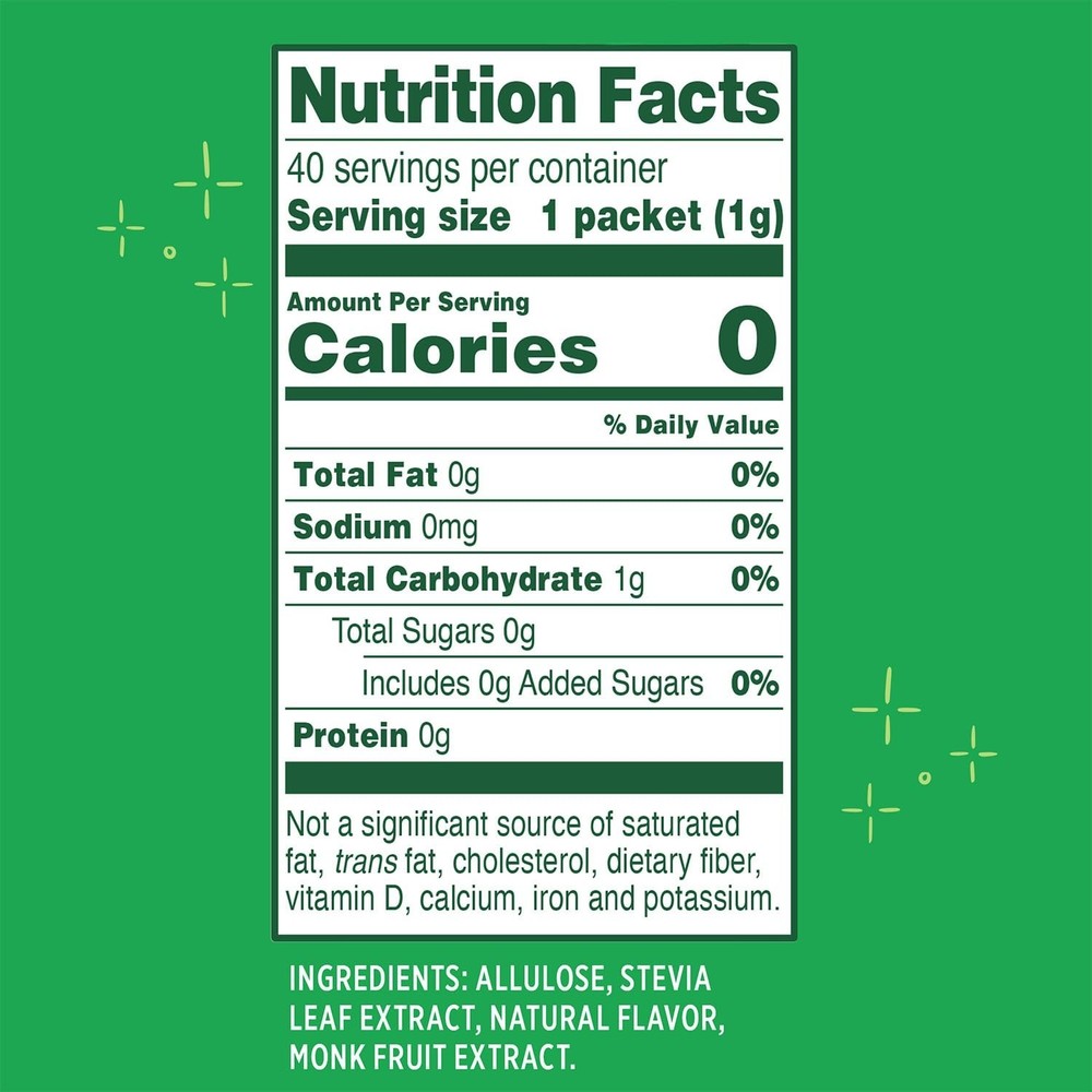 Whole Earth Stevia, Monk Fruit & Allulose 40ct Packets, Zero Calorie Sugar