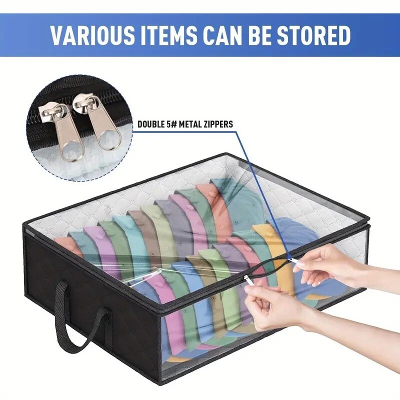2PC Foldable Hat Organizer Bags – Large Capacity, Hanging Closet Storage