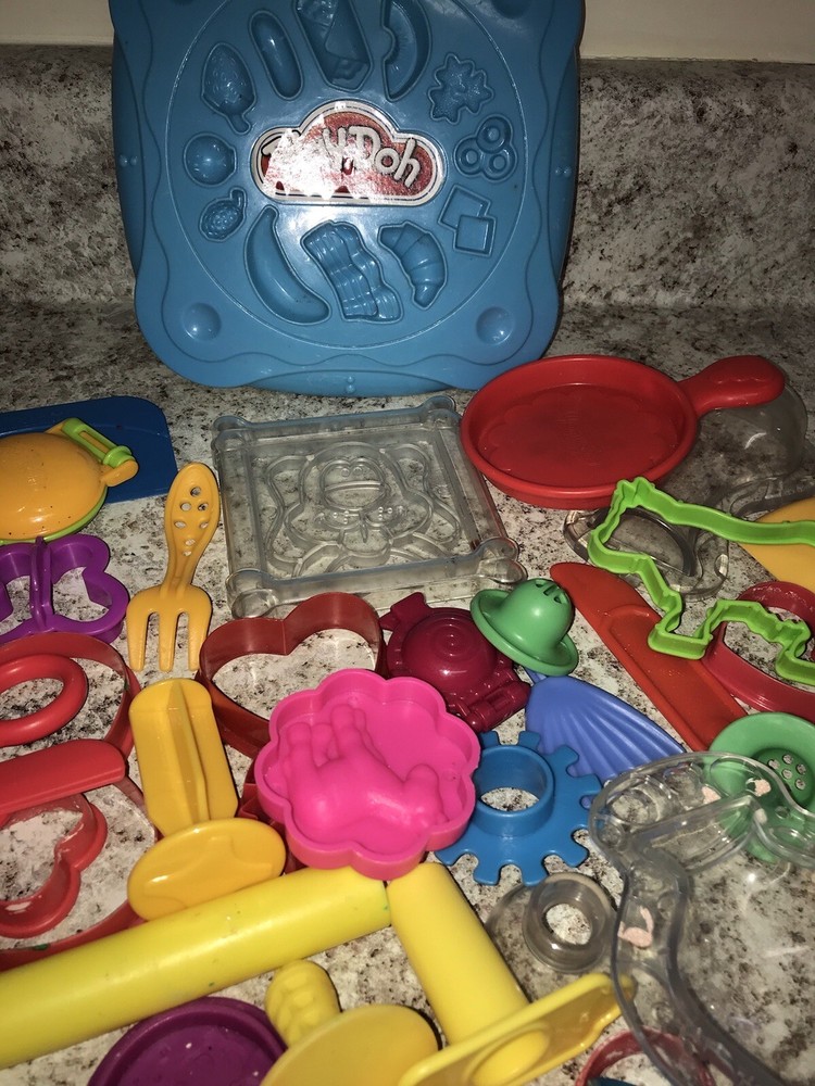 Play Doh 30+ Assorted Accessories Extruder Molds Tools Cutters Rollers Storage