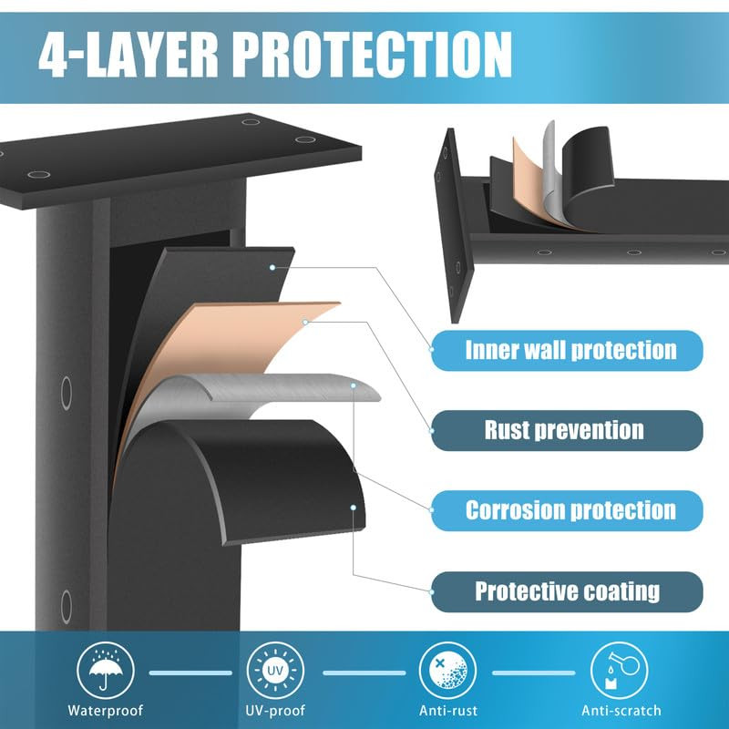 10FT Black Cable Railing Post Kit - 3 Line Deck System for DIY Projects