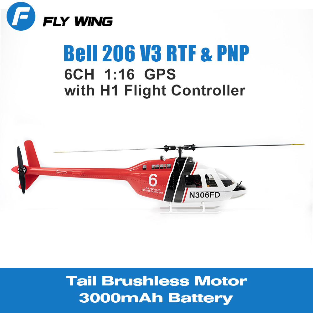 Fly wing Bell 206 V3 6CH GPS 3D Auto Return Remote Control RC RTF Helicopter