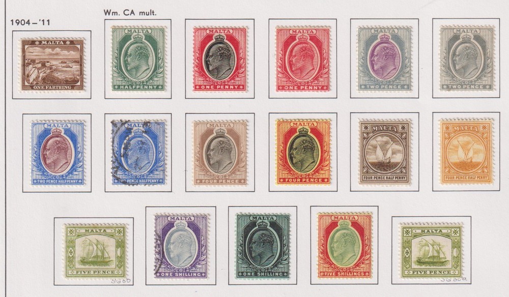 Malta 1904 SG 45-63 MLH/CANC VF/ CAT VALUE $250
