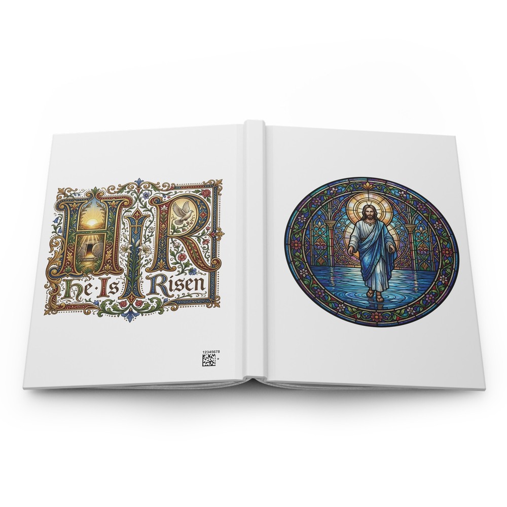Illuminated style gospel "He Is Risen" Hardcover Journal Matte