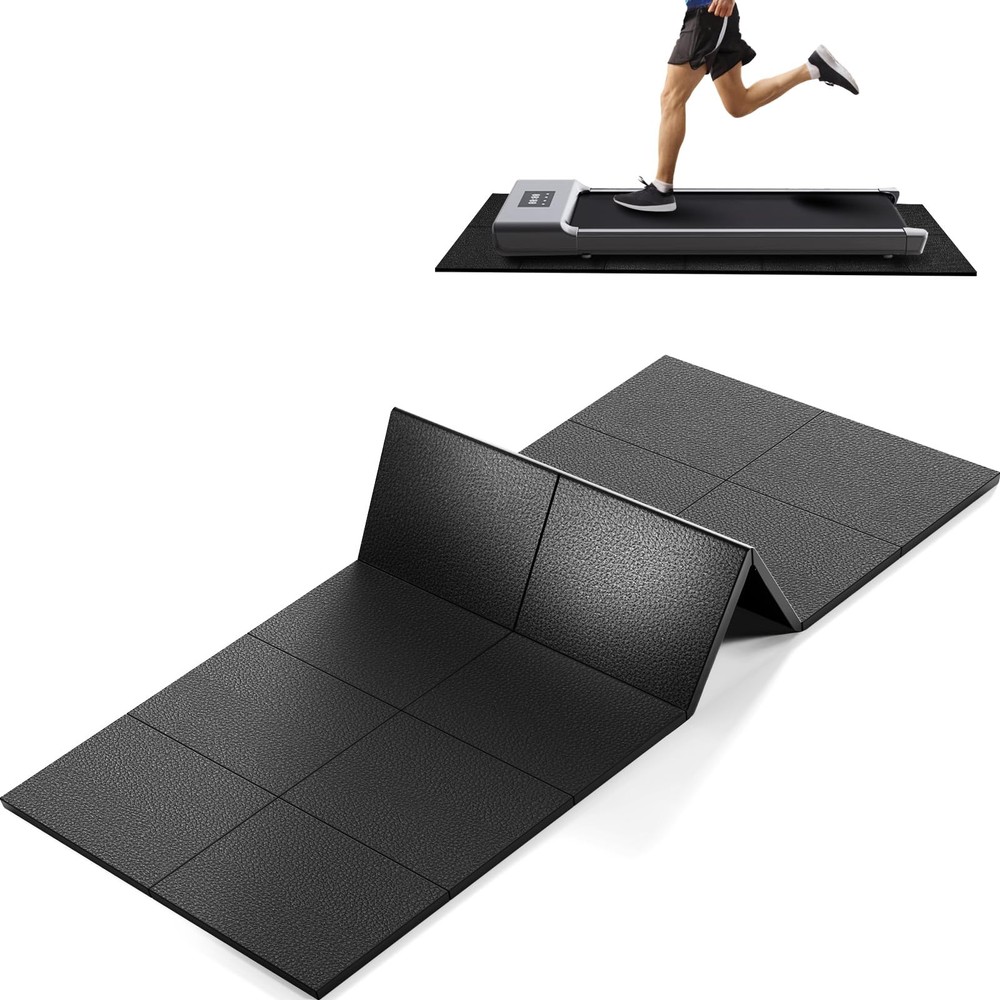 Foldable Treadmill Mat 1/4" Thick 63x30" AntiSlip Waterproof Protector