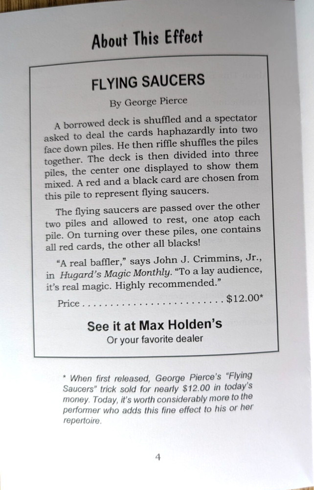 Flying Saucers by George Pierce (card magic effect)